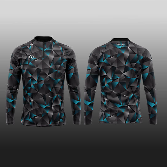 Nineties Golf Performance Quarter Zip Midlayer – Geo Black / Teal